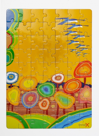 Magnet-Puzzle, 63 Teile, Motiv goldene Sonne